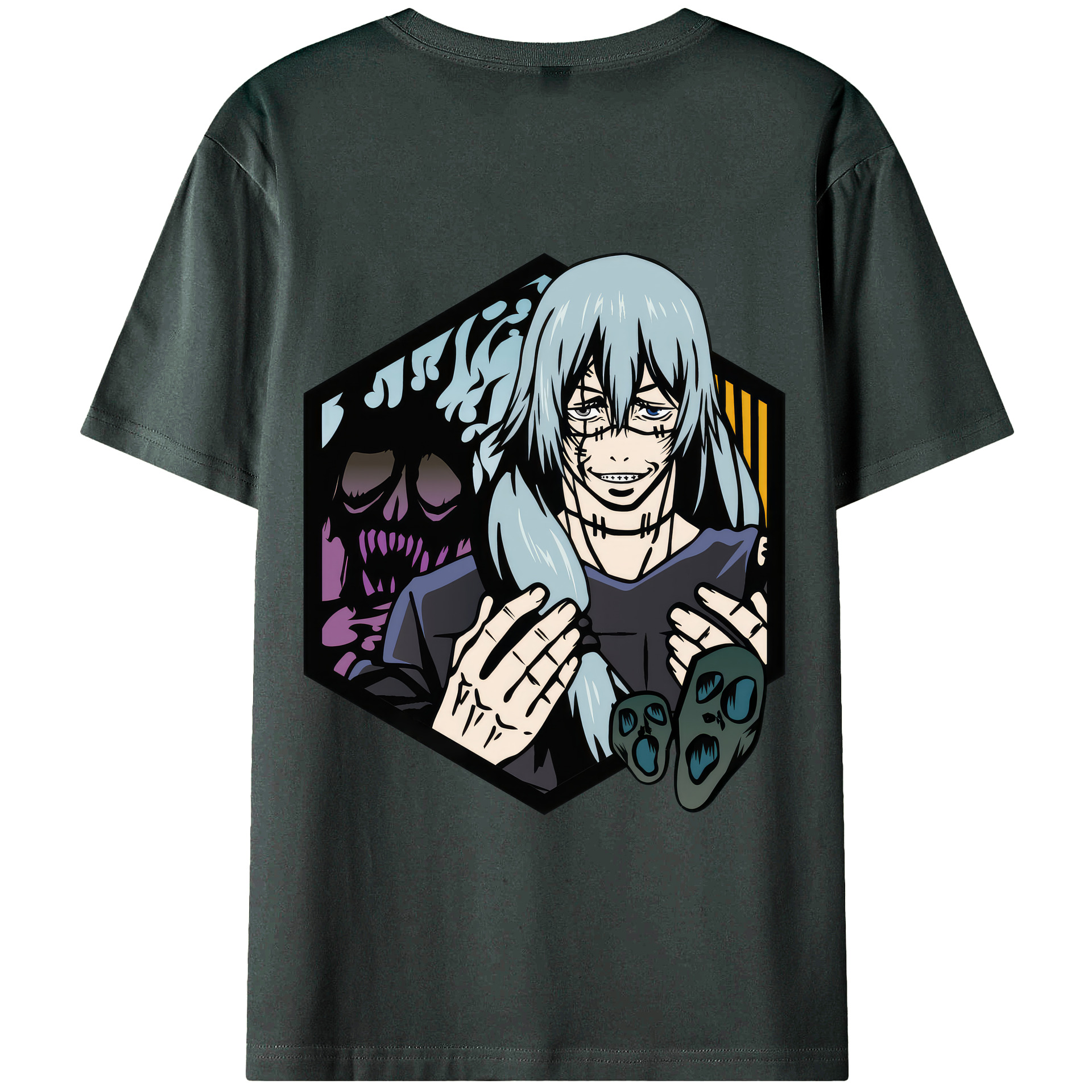 （画像用） 呪術廻戦 Jujutsu Kaisen 綿100％ メンズ半袖Tシャツ（バックプリント） 通気性